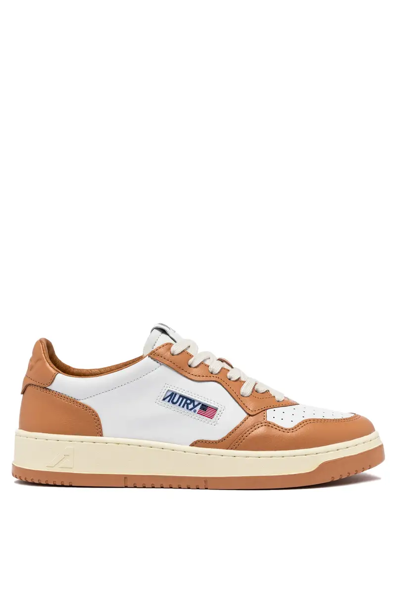 SNEAKERS MEDALIST LOW BICOLOR IN PELLE BIANCA E SAND STORM