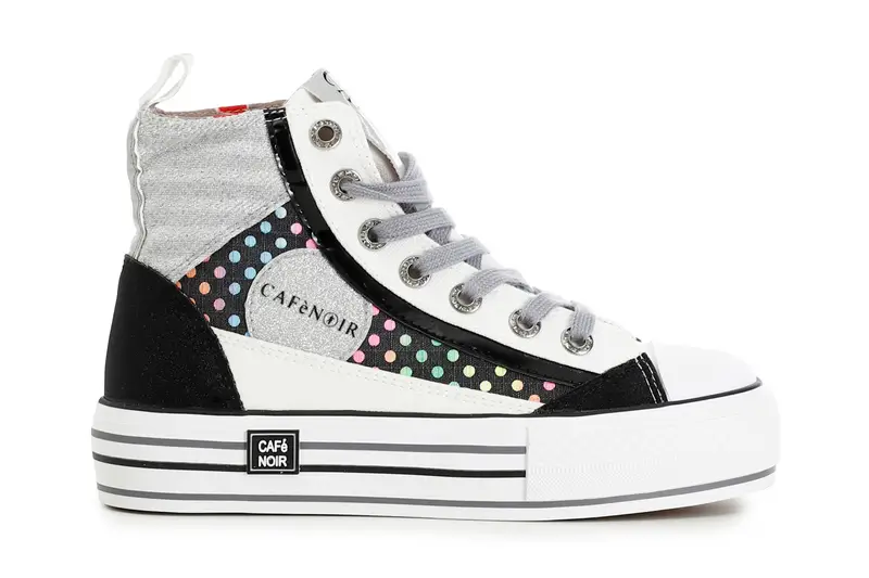 sneakers mid con patchwork di tessuti su suola in gomma multi nero