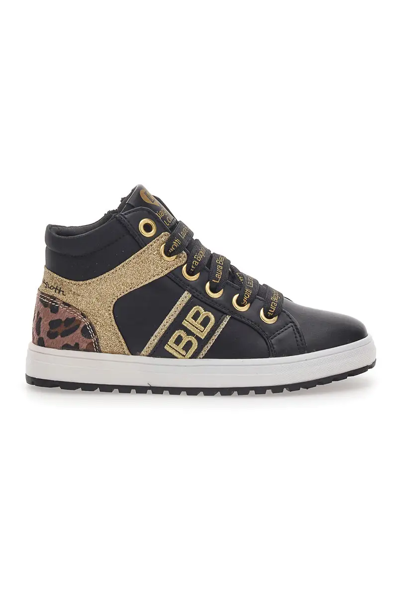 Sneakers Mid-Cut Nere e Oro Laura Biagiotti 8706