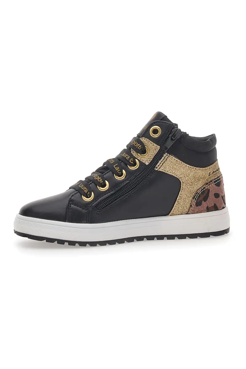 Sneakers Mid-Cut Nere e Oro Laura Biagiotti 8706 miniatura 3