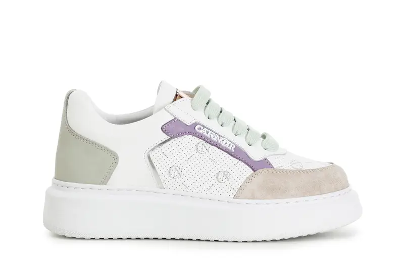 sneakers multicolor in pelle con logo cafènoir su suola a cassetta multi verde 37