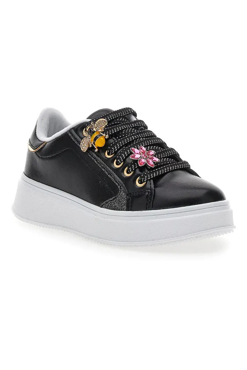 Sneakers Nere Con Applicazioni Floreali sui Lacci Grazie Girl 153917 miniatura 2