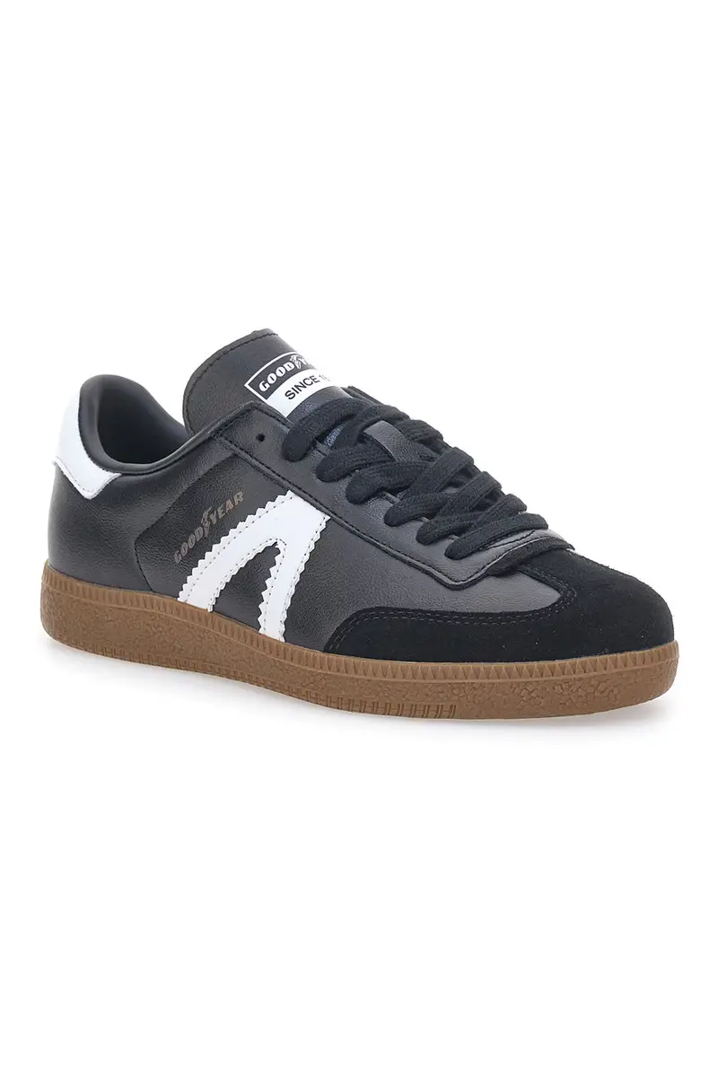 Sneakers Nere con Bande Bianche in Vera Pelle CANGURO GY51001 miniatura 2