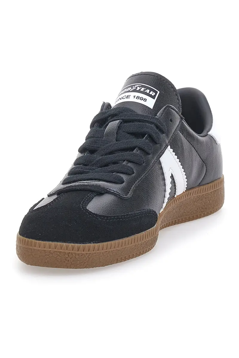 Sneakers Nere con Bande Bianche in Vera Pelle CANGURO GY51001 miniatura 3