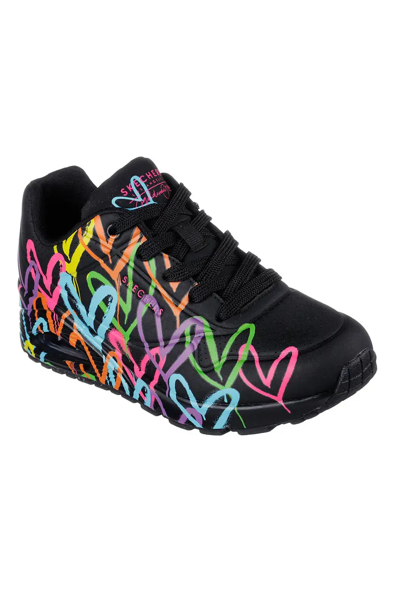 Sneakers Nere Con Cuori Multicolor Skechers Uno Highlight Love miniatura 2