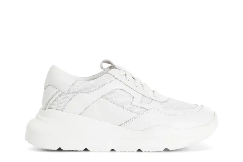 sneakers pelle e tessuto bianco 36