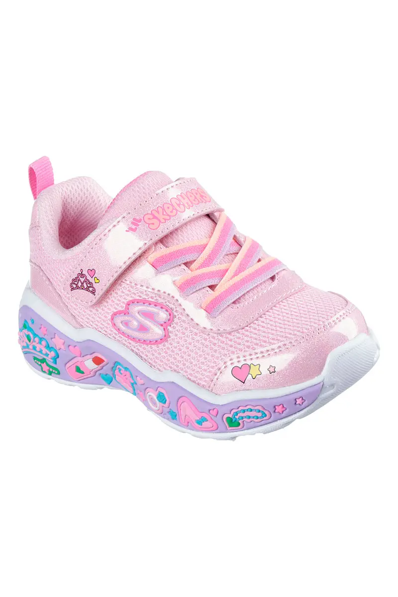Sneakers rosa con glitter e suola decorata Skechers Play Scene Fun Squad miniatura 2