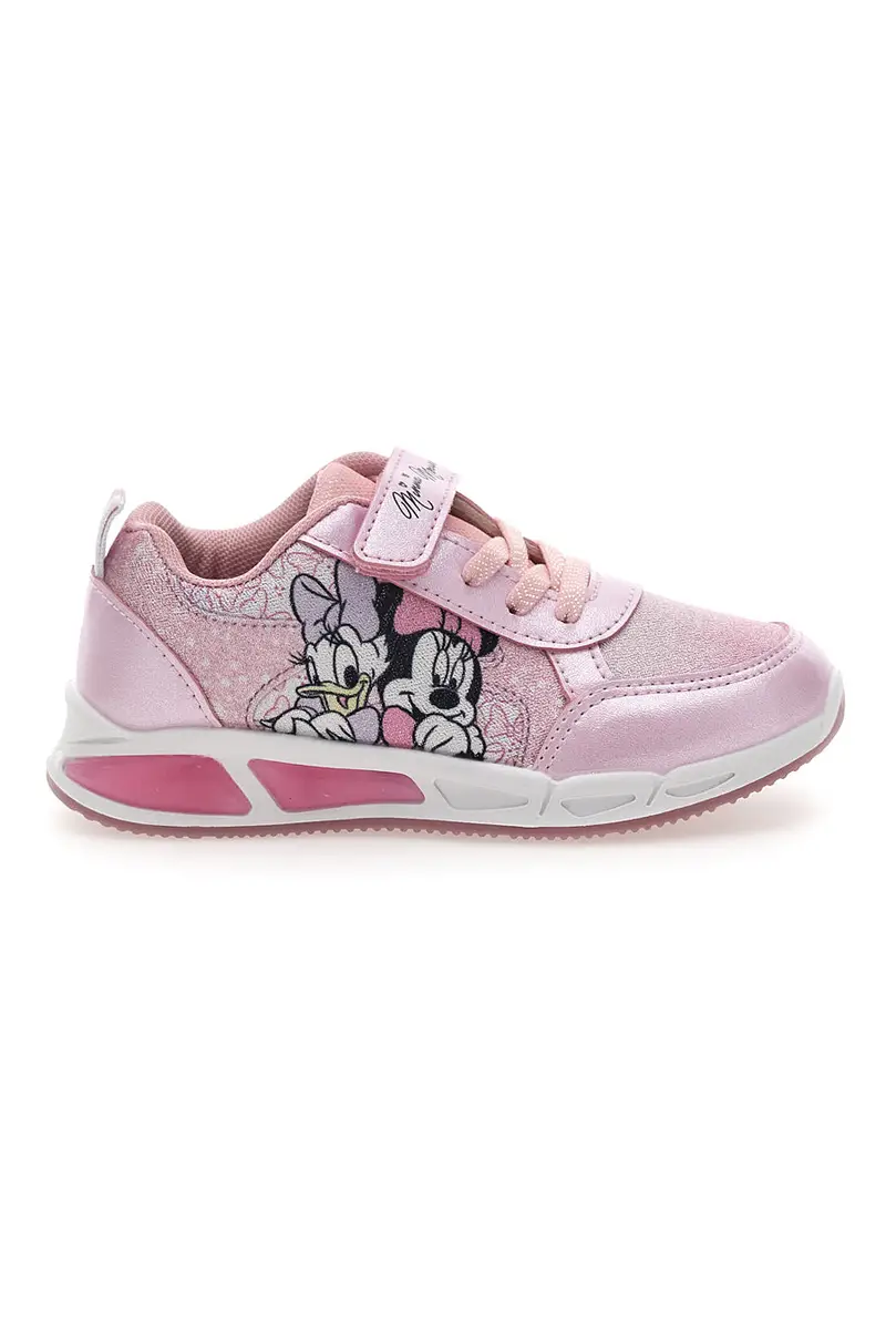 Sneakers Rosa con Velcro e Brillantini e Luci nella Suola MINNIE D3010663T miniatura 2