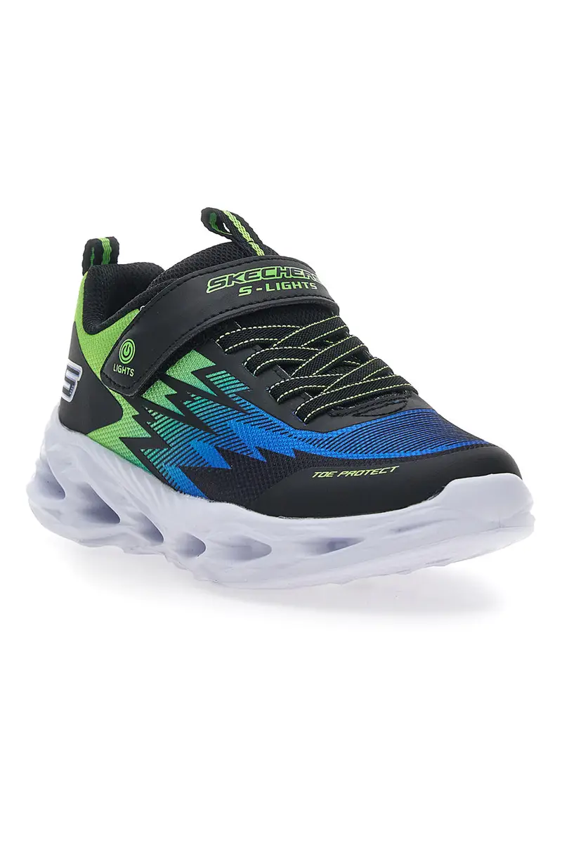 Sneakers Skechers S Lights Vortex Flash Zorent Verdi e Nere miniatura 2