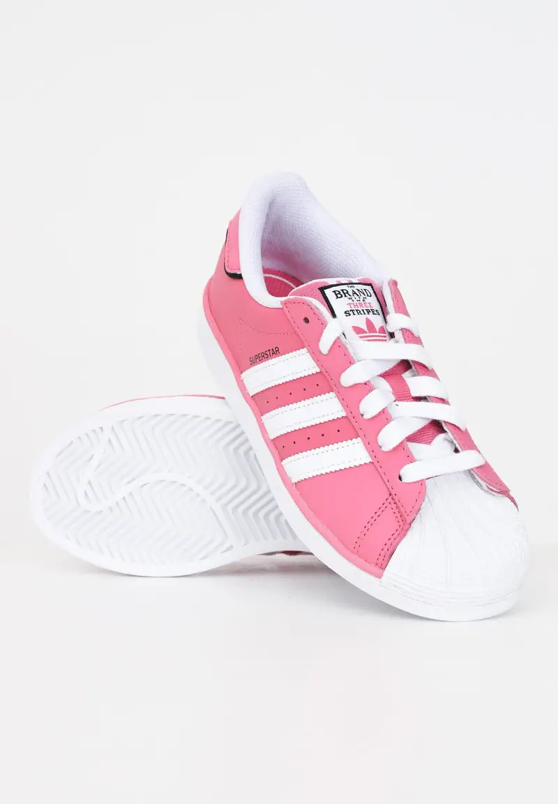 Sneakers SUPERSTAR C bambina bianche e rosa miniatura 3