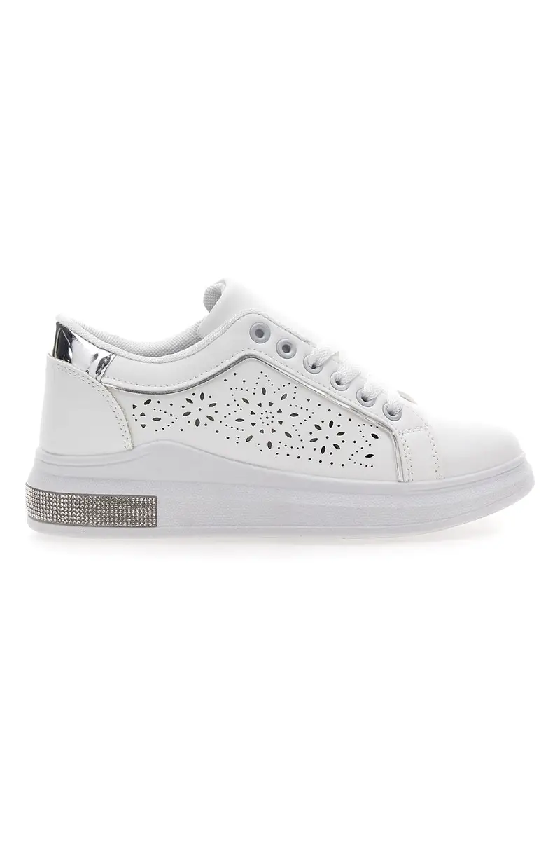 Sneakers traforate bianche con dettaglio argento CAFE' COST BK2440