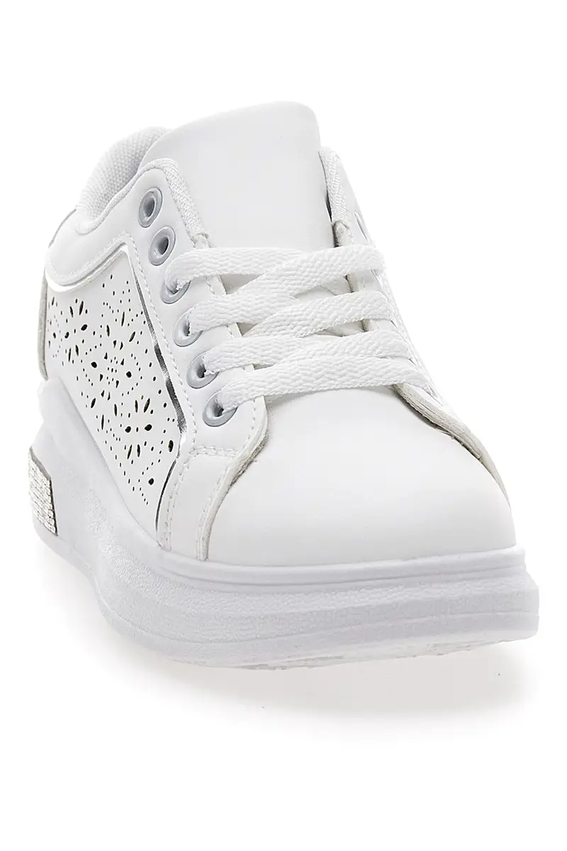 Sneakers traforate bianche con dettaglio argento CAFE' COST BK2440 miniatura 3