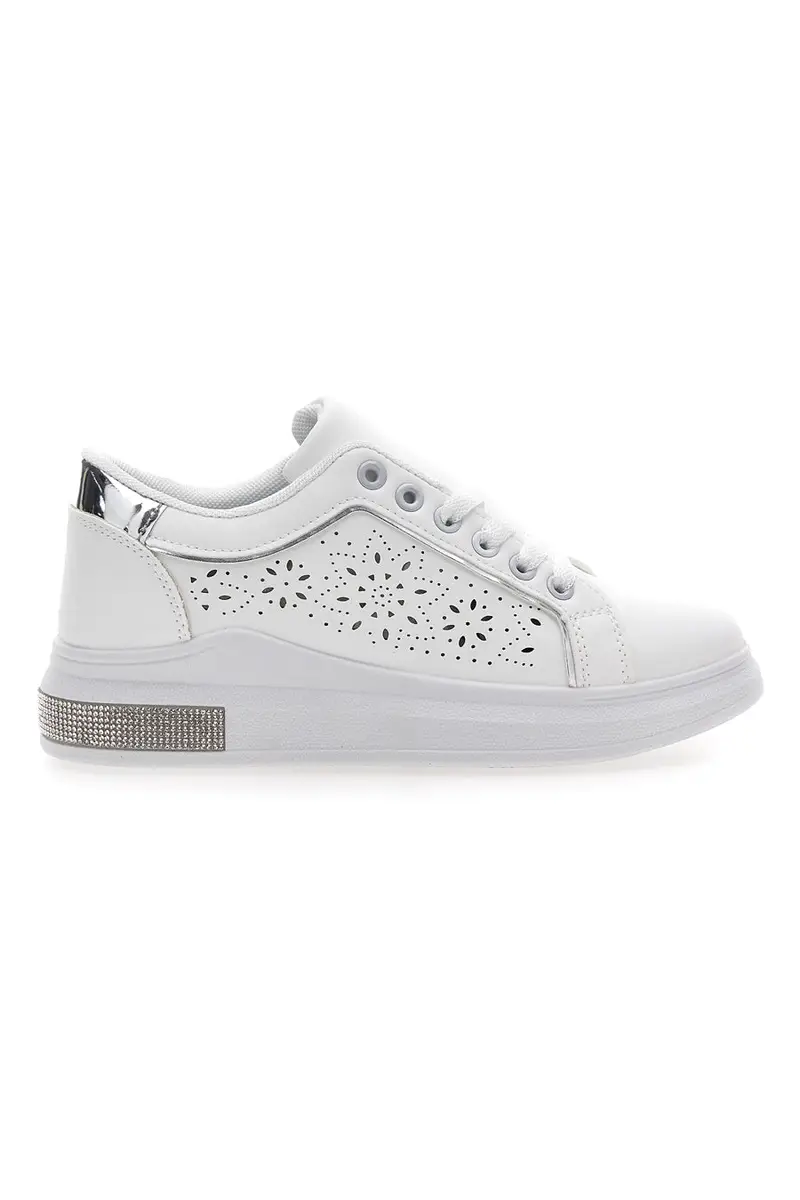 Sneakers traforate bianche con dettaglio argento CAFE' COST BK2440 miniatura 2