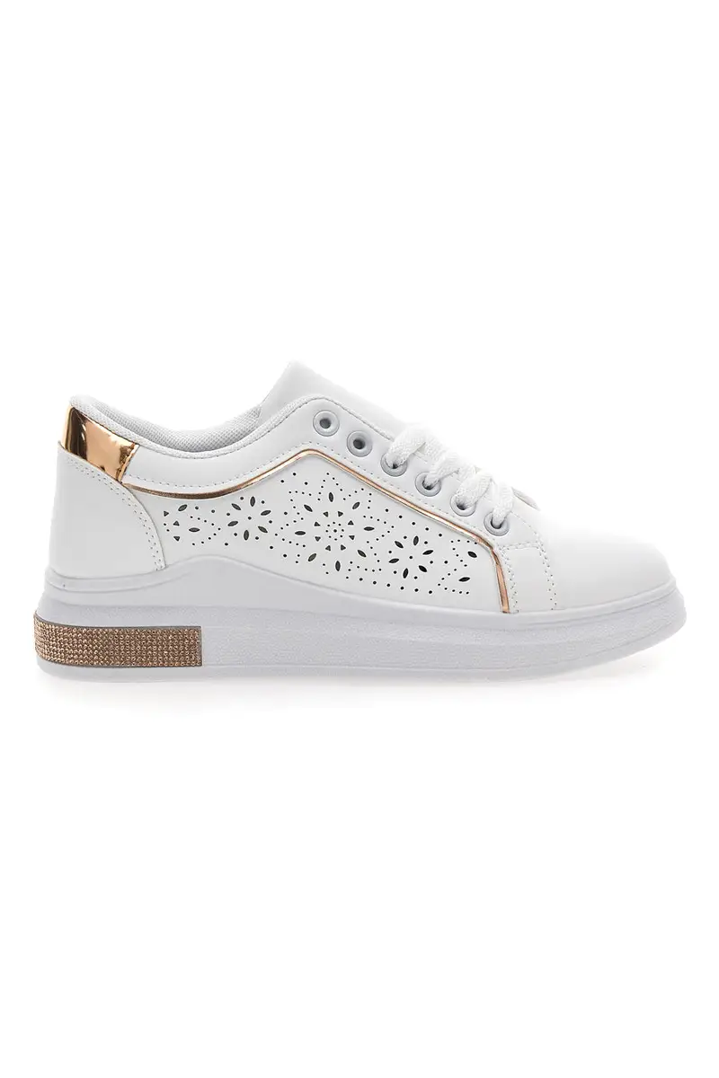 Sneakers traforate bianche con dettaglio oro CAFE' COST BK2440