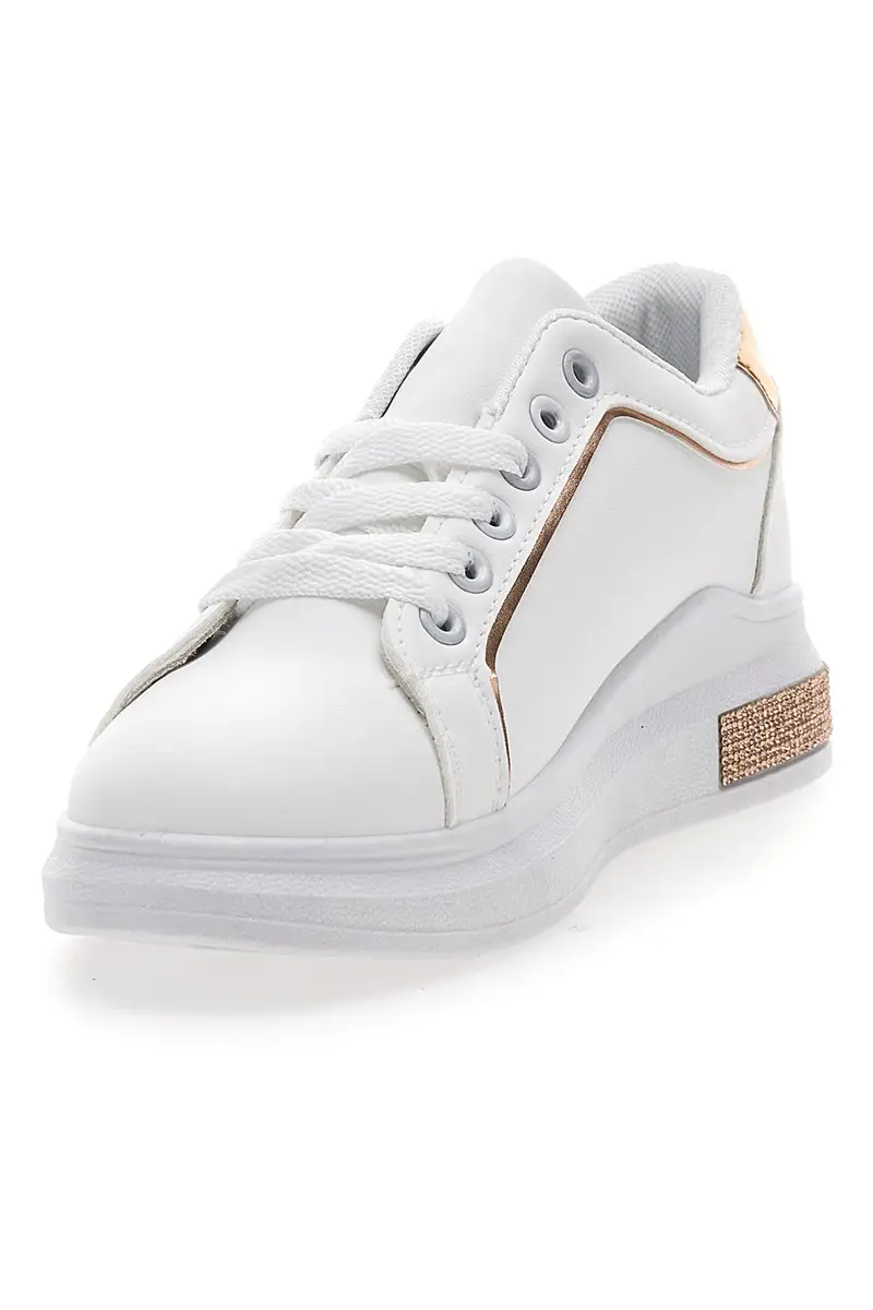 Sneakers traforate bianche con dettaglio oro CAFE' COST BK2440 miniatura 3