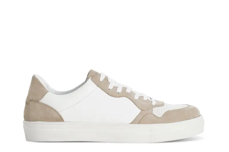 sneakers uomo in pelle bianco/beige