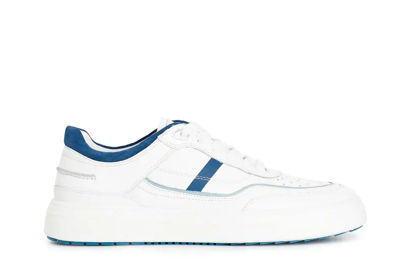 sneakers uomo in pelle bianco/celeste 40