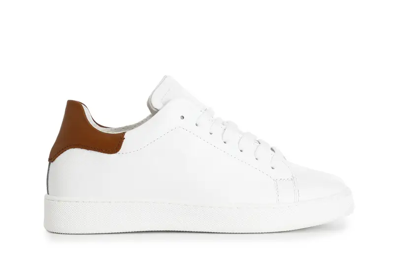 sneakers uomo in pelle bianco/cuoio