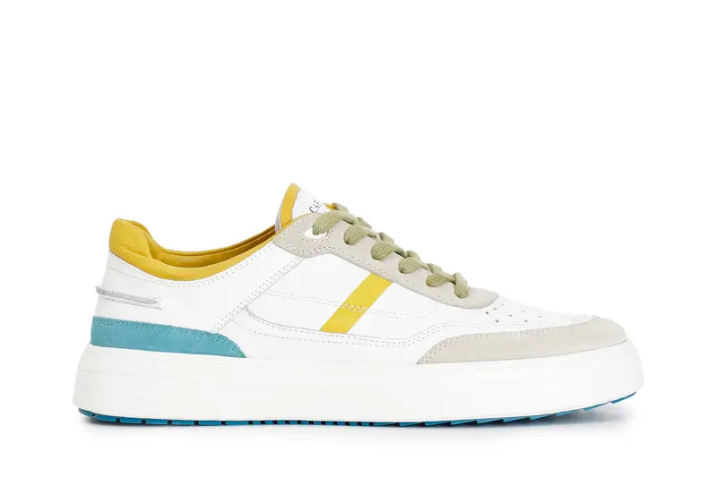sneakers uomo in pelle e pelle scamosciata multi giallo