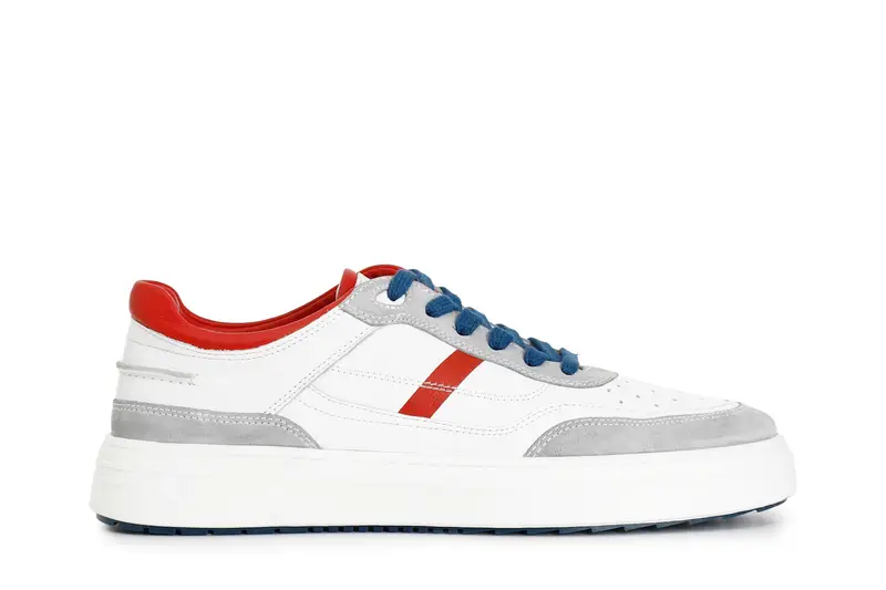 sneakers uomo in pelle e pelle scamosciata multi rosso 41