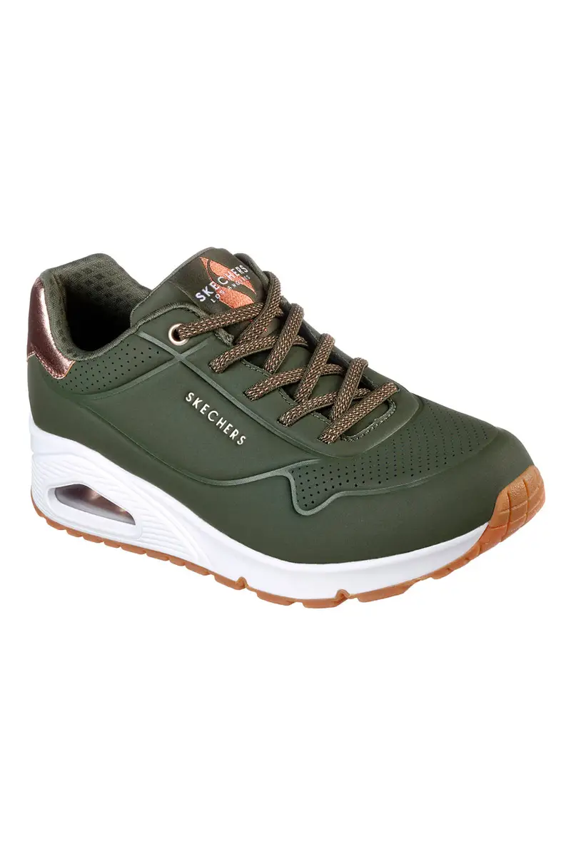 Sneakers verde militare con dettagli metallici Skechers Uno Shimmer Away miniatura 2