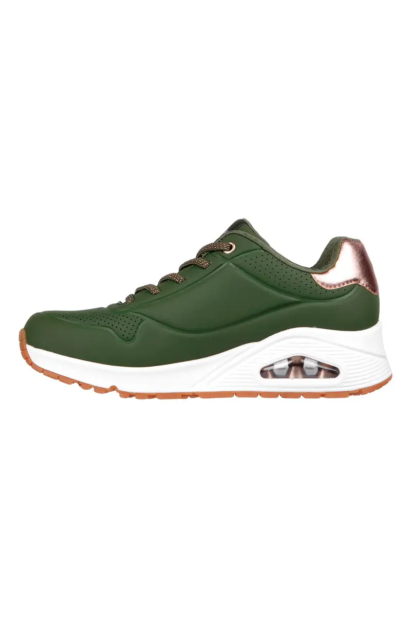 Sneakers verde militare con dettagli metallici Skechers Uno Shimmer Away miniatura 3