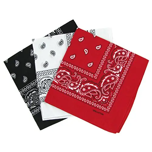 Snner - Bandane paisley, 3 pezzi, rosso, bianco, nero, taglia unica