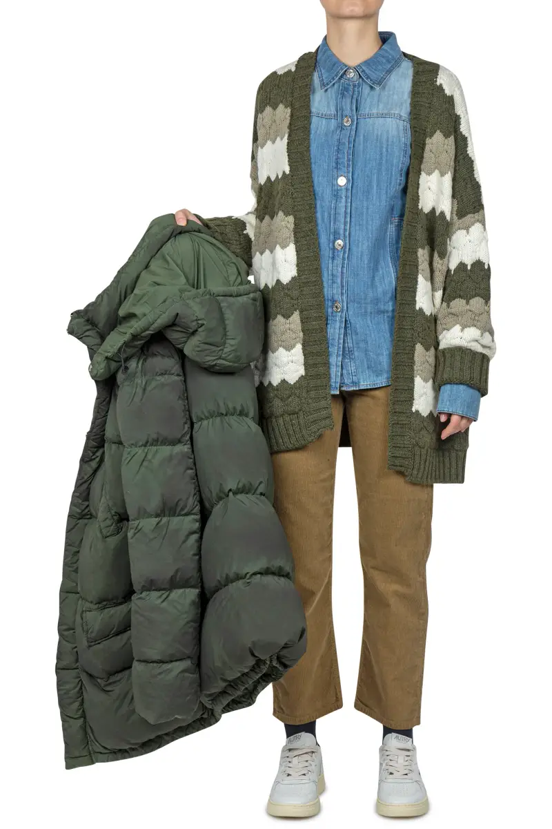 Cardigan - 441922 - Verde/Panna miniatura 2