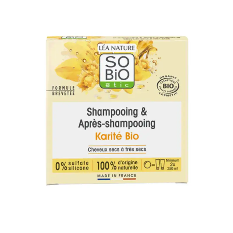 LÉa nature so bio étic Shampoo e Balsamo Solido 2in1 al Burro di karité 65 g