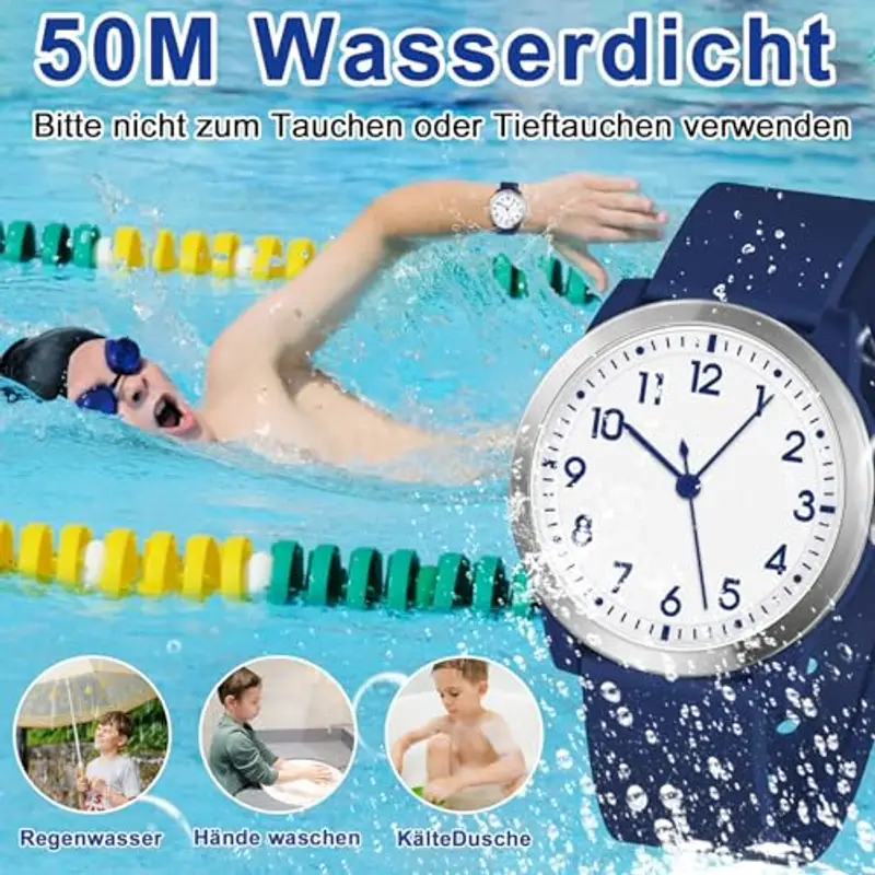 SOCICO Analogico Orologio da polso per Bambini e Ragazze, 5ATM/50M Impermeabile Orologio per Bambini, Minimalista per Bambini da 8 a 18 anni (Blu Mare) miniatura 2