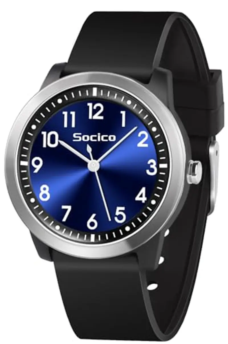 SOCICO Analogico Orologio da polso per Bambini e Ragazze,5ATM/50M Impermeabile Orologio per Bambini, Minimalista per Bambini da 8 a 18 anni (nero blu)