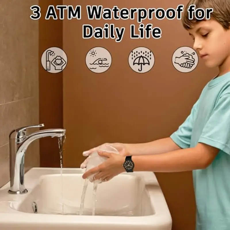 SOCICO Orologio analogico per bambini, orologio sportivo resistente all'acqua da 30 metri per 5-15 anni, orologio per miniatura 2