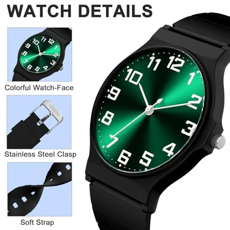 SOCICO Orologio analogico per bambini, orologio sportivo resistente all'acqua da 30 metri per 5-15 anni, orologio per miniatura 3