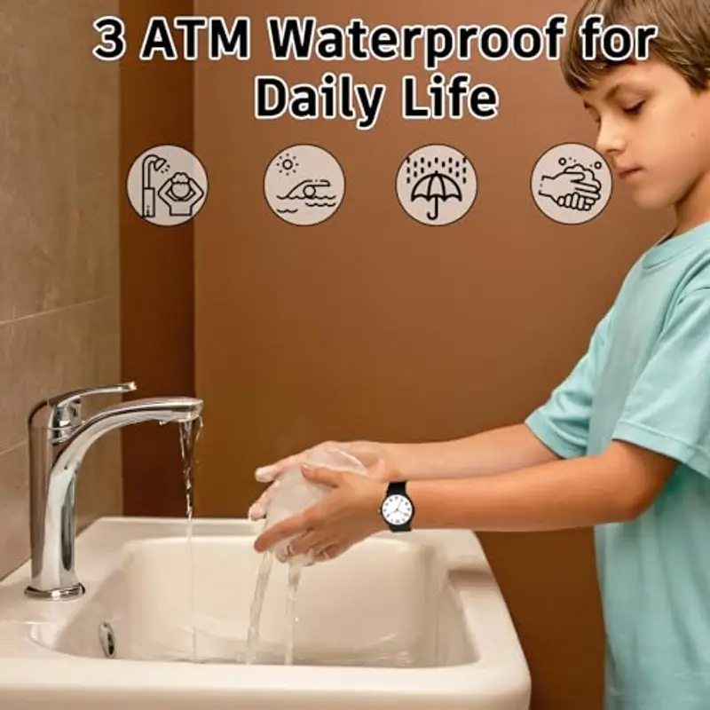 SOCICO Orologio analogico per bambini, orologio sportivo resistente all'acqua da 30 metri per 5-15 anni, orologio per miniatura 2