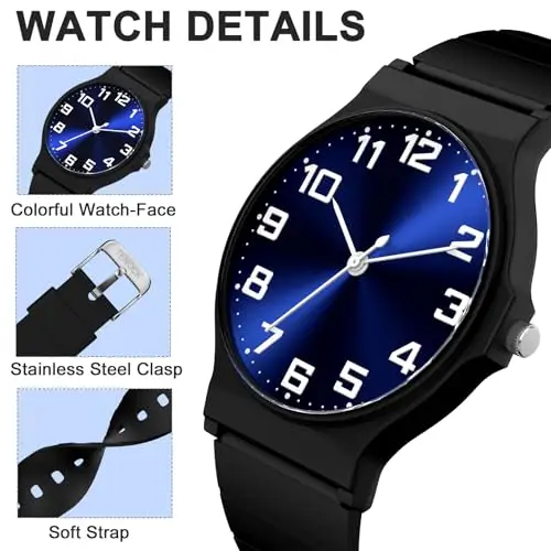 SOCICO Orologio analogico per bambini, orologio sportivo resistente all'acqua da 30 metri per 5-15 anni, orologio per miniatura 3