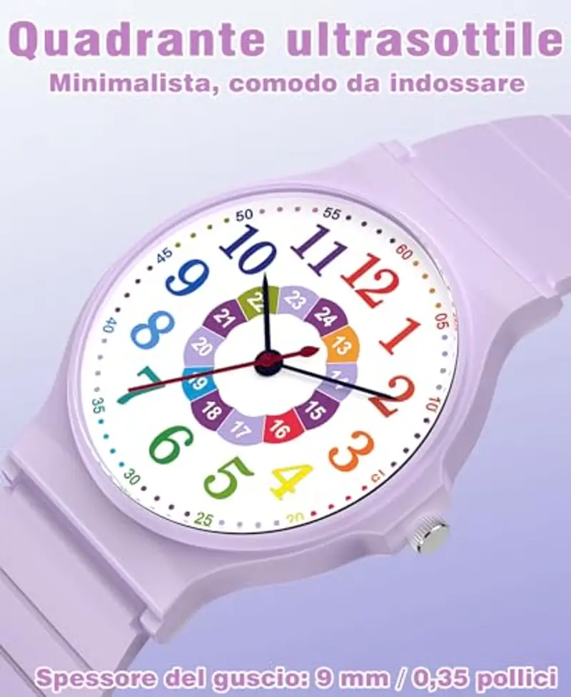 SOCICO Orologio analogico per bambini, orologio sportivo resistente all'acqua da 30 metri per 5-15 anni, orologio per miniatura 3