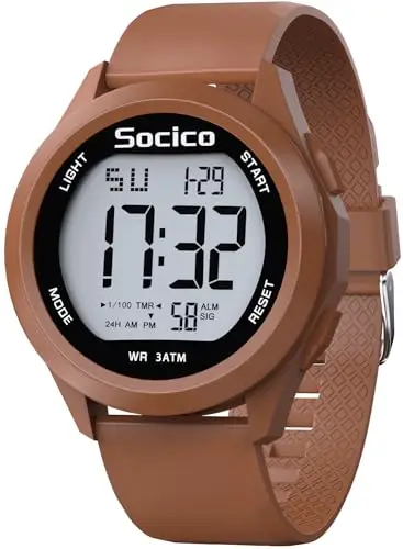 SOCICO Orologio Digitale Da Uomo, Sportivo, Militare, Impermeabile, Cronografo, Per Uomo, Con Illuminazione A Led,