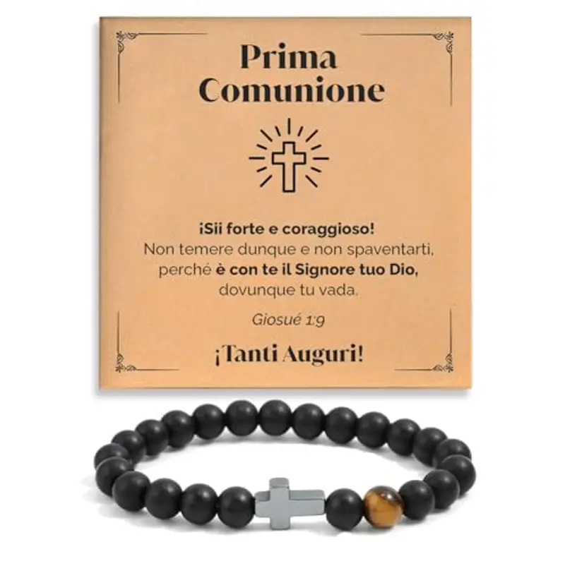 SOFIA FERRER Regali per Prima Comunione Maschio, Bracciale Bambino, Idee Regalo Prima Comunione Bambino, Braccialetto