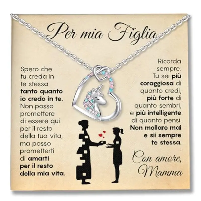 SOFIA FERRER Regalo Bambina 10 Anni, Collana Unicorno, Regali Bambina 7, 8, 9, 10, 11 Anni, Collana Ragazza Argento 925, Regalo Ragazza 12 Anni Femmina, Idee Regali Bimba, Natale (MAMMA)