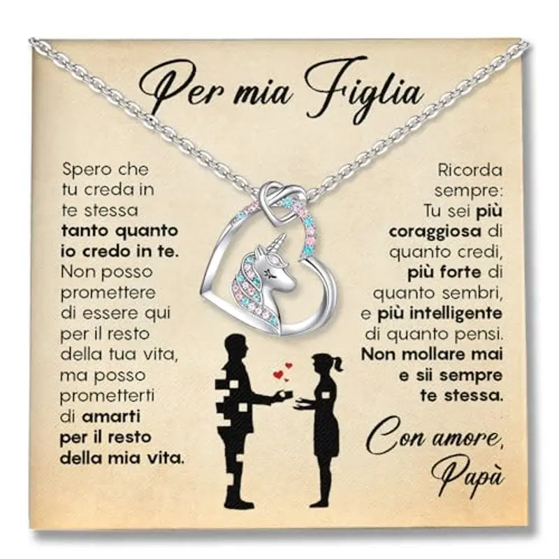 SOFIA FERRER Regalo Bambina 10 Anni, Collana Unicorno, Regali Bambina 7, 8, 9, 10, 11 Anni, Collana Ragazza Argento 925, Regalo Ragazza 12 Anni Femmina, Idee Regali Bimba, Natale (PAPÀ)