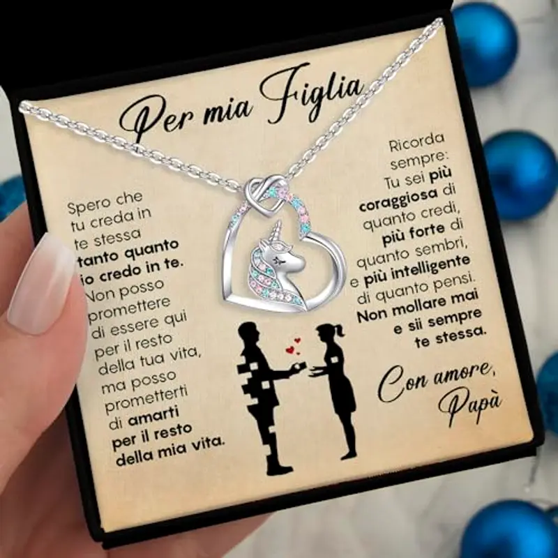 SOFIA FERRER Regalo Bambina 10 Anni, Collana Unicorno, Regali Bambina 7, 8, 9, 10, 11 Anni, Collana Ragazza Argento 925, Regalo Ragazza 12 Anni Femmina, Idee Regali Bimba, Natale (PAPÀ) miniatura 2