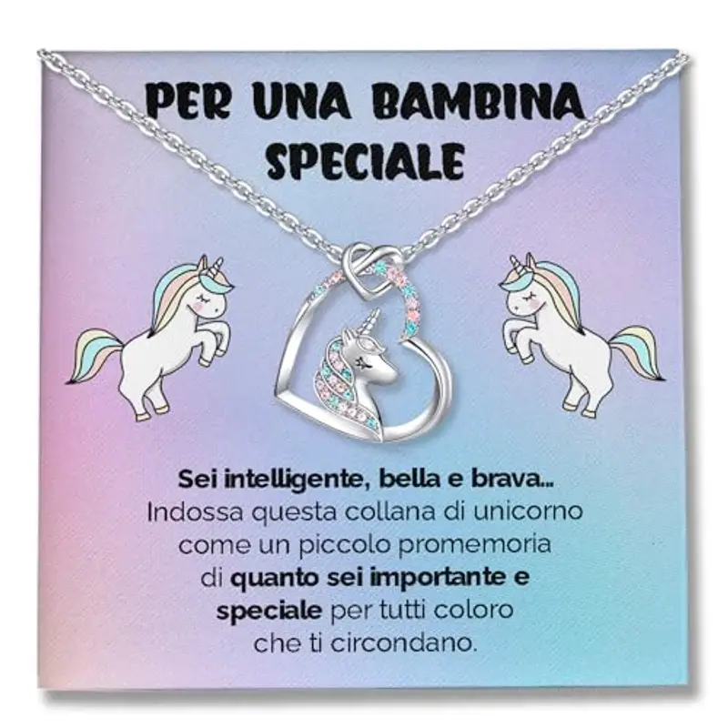 SOFIA FERRER Regalo Bambina 10 Anni, Collana Unicorno, Regali Bambina 7, 8, 9, 10, 11 Anni, Collana Ragazza Argento 925, Regalo Ragazza 12 Anni Femmina, Idee Regali Bimba, Natale (PROMEMORIA)
