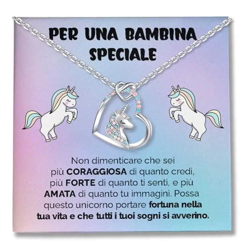 SOFIA FERRER Regalo Bambina 10 Anni, Collana Unicorno, Regali Bambina 7, 8, 9, 10, 11 Anni, Collana Ragazza Argento 925, Regalo Ragazza 12 Anni Femmina, Idee Regali Bimba, Natale (SOGNI)