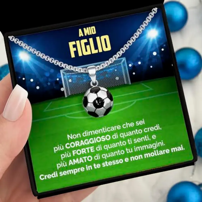 SOFIA FERRER Regalo Bambino 7, 8, 9, 10, 11 Anni Maschio, Collana Ragazzo Acciaio, Regali Ragazzo 12 Anni, Ciondolo Calcio Bambino, Regalo Bimbo Maschio, Natale, Figlio, Nipote (FIGLIO) miniatura 2