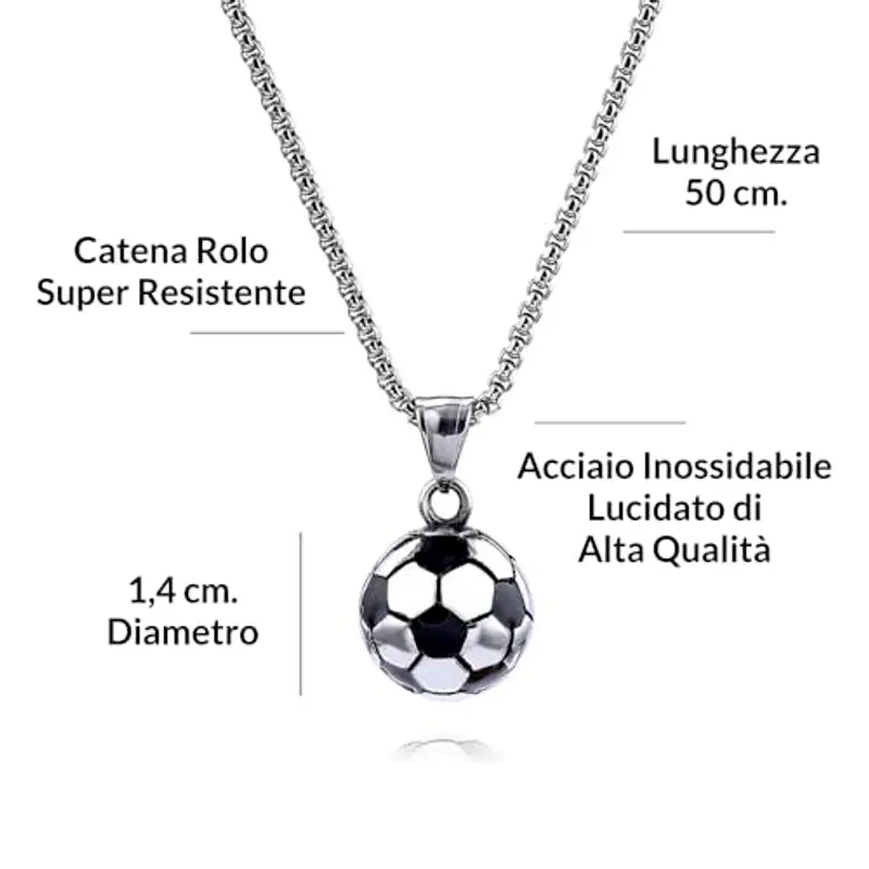 SOFIA FERRER Regalo Bambino 7, 8, 9, 10, 11 Anni Maschio, Collana Ragazzo Acciaio, Regali Ragazzo 12 Anni, Ciondolo Calcio Bambino, Regalo Bimbo Maschio, Natale, Figlio, Nipote (FIGLIO) miniatura 3