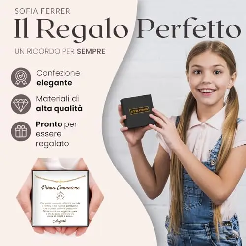 SOFIA FERRER Regalo Prima Comunione Bambina, Bracciale Ragazza, Regalo Comunione Bambina 8 9 10 11 12 Anni, Bracciale miniatura 2