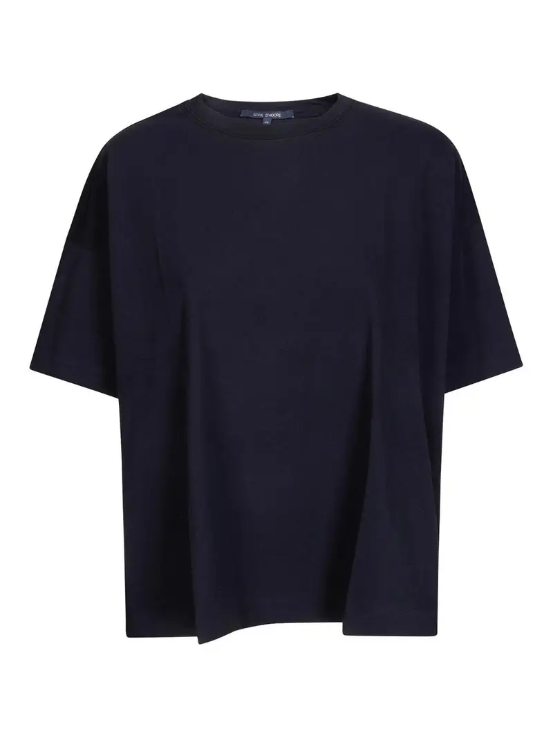 Maniche corte con scollo a C oversize Nero