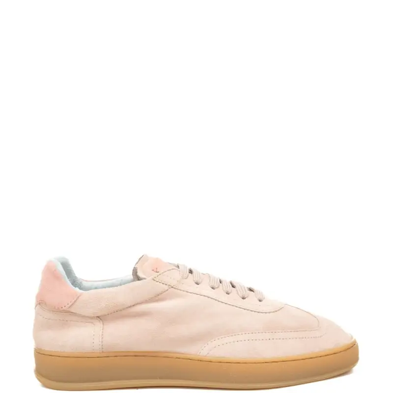 sneakers da donna amalfi in suede con fondo in gomma a contrasto colore beige chiaro