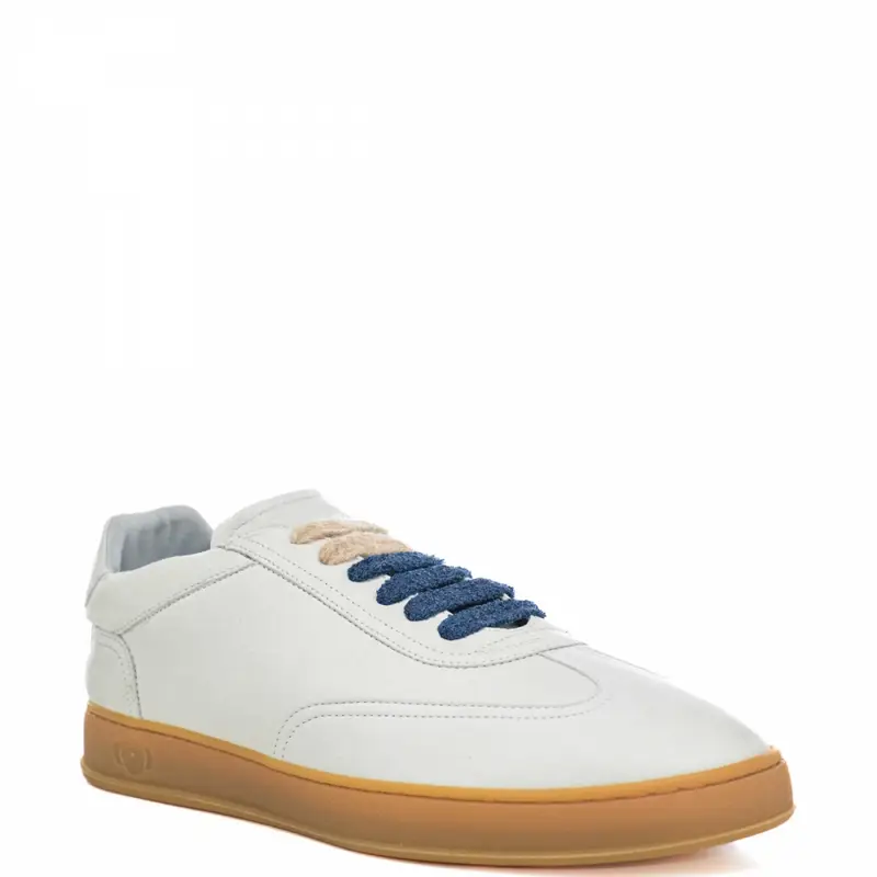 sneakers da uomo akira in suede con lacci in pile bianche miniatura 2