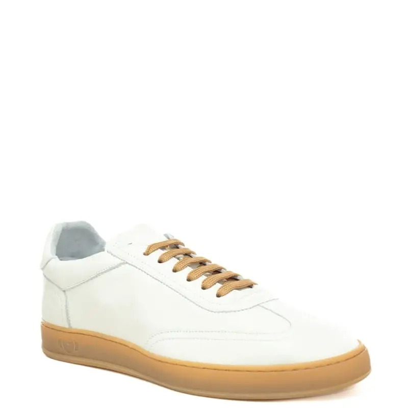 sneakers da uomo vieste in pelle con inserti a contrasto colore bianco miniatura 2